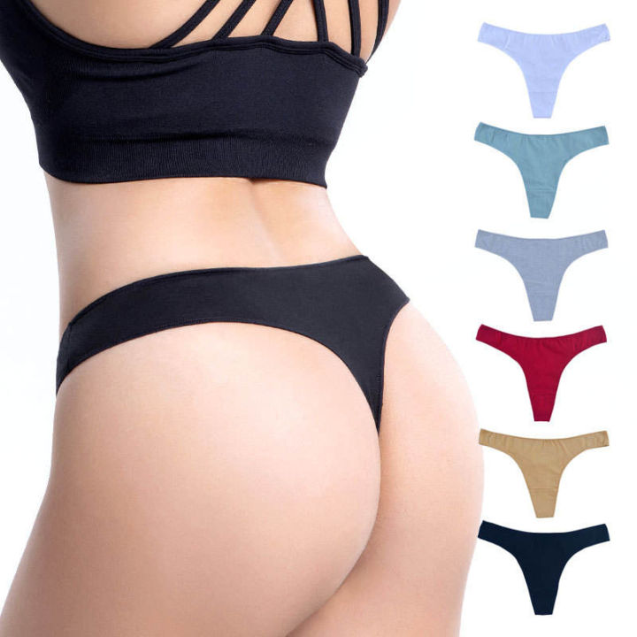 6 pcs Cotton  single jersey  Women's Panties thongs Underwear Women Lace Soft Briefs Sexy Lingerie low Waist lingerie g-string