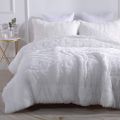 Fur Bed Sheet Set 3 In 1 / Faux Fur Shaggy Comfortable Blanket (Without Padding) Luxury Bedding Set Throw Rug White Color. 
