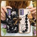 silicone Cartoon Phone Case For Nokia G42 5G Waterproof Bear bracelet cute Black pearl pendant Dirt-resistant Simplicity. 