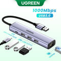 UGREEN USB Ethernet Adapter 1000Mbps USB3.0 Ethernet HUB USB HUB for Laptop Xiaomi Mi Box Computer Network Card Ethernet Adapter. 