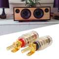 Banana Socket Gold Plated Binding Post Nut Plug Connector Speaker Jack Adapter. 