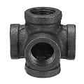 Black Tools DIY Malleable Iron 6 Way Pipe Connector Iron Pipe Fitting 1/2 Inch. 