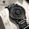 FOXBOX Man Watch LIGE Brand Creative Stainless Steel Band Scrolling Beads Quartz Watches for Men Magnetic Force Waterproof Clock. 