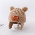 Children Hat Adorable Cartoon Bear Winter Hat with Ear Protection Soft Warm Unisex Baby Beanie for Cold Weather Elastic Knitted Design Perfect for Southeast Asian Buyers Brimless Beanie. 