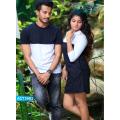Matching Couple Black & White T Shirt Dress for Lovers ACT1953 , t shirt for men, t shirt for girls. 