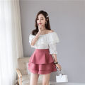 bellylady Women Sweet Skirt High Waist Double-layered A-line Flared Casual ni Skirt With Shorts color. 