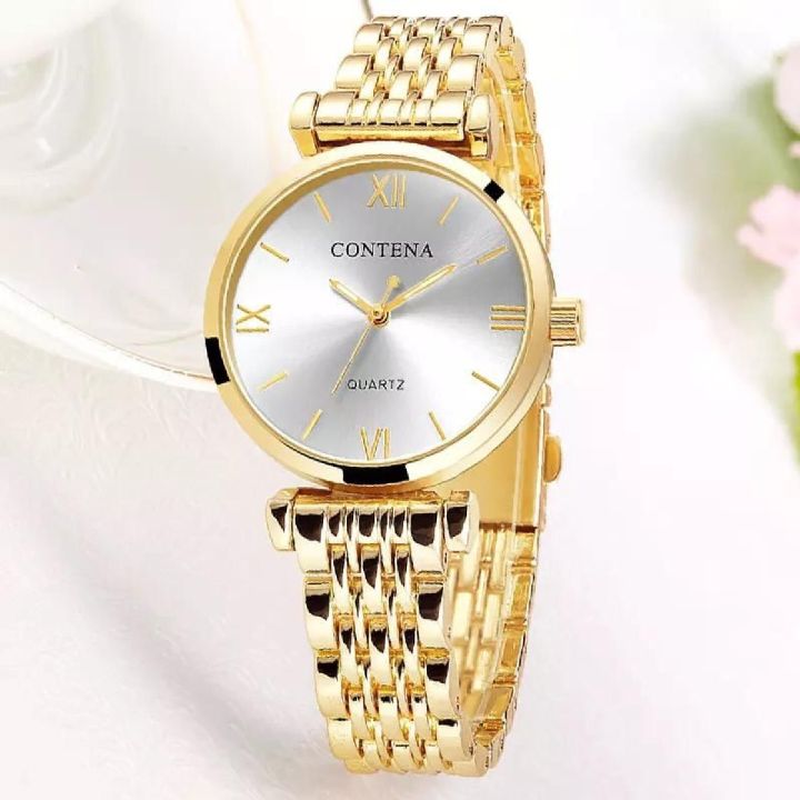 Stainless Steel Luxury Ladies Watch Quartz Analog Business Chain Casual Wrist Dial Watches For Women Girls 181304498 TecZone LK