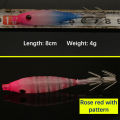 Export Japan Squid Needle 8cm 4g Bionic Bait Wrap Cloth Rubber Soft Body Wooden Shrimp Small Hanging Bucket Squid Hook Fishing Lure. 