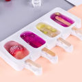 4 Cavity Silicone Popsicle Molds with Sticks Reusable Ice Cream Maker Kit for Homemade Frozen  Fruit Bars Healthy Treats Summer Snacks Easy Pop DIY Mold for Kids and Family DIY Ice Cream Maker Kit. 