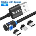 TOPK Magnetic Charging Cable 360° Rotating Magnetic Phone Charger Cable with LED Light, 90° Angle Connector, Nylon-Braided Cords. 