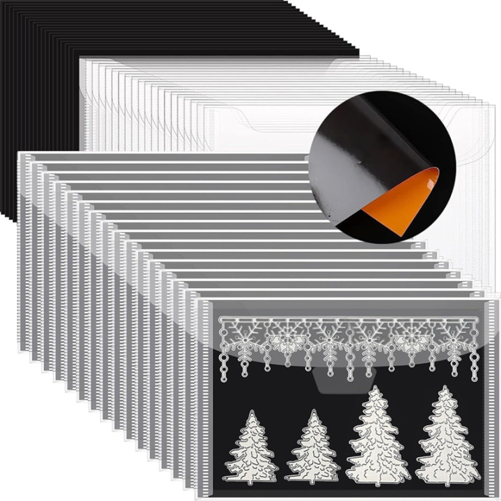 Nullmul 15pcs 0.6mm Strong Rubber Magnetic Sheets and 15pcs Stamp Die Storage Bags, Die Storage Set for Storing , DIY B