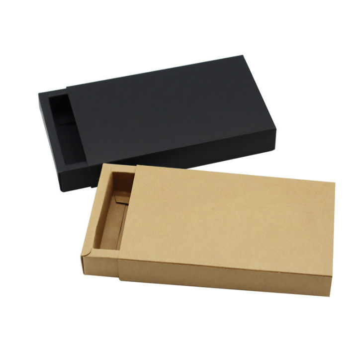 Paper Pull Box 24pcs/lot Blank Kraft Paper Pull-Out Packaging Box White Boxes Black ...