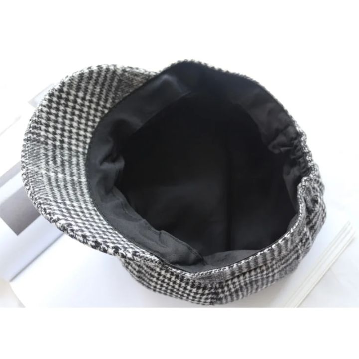 Panama%20Women's%20Houndstooth%20Octagonal%20Beret%20Duck%20Tongue%20Painter%20Hat%20Fashion%20Outdoor%20Elegant%20Retro%20Cap%20H114%20Boina%20Gorras%20-%20Image%205