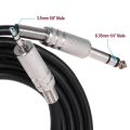 QUANBU 4.9ft 3.5mm 1/8 inch Male to 6.35mm 1/4 inch Male TRS Stereo Audio Cable Hot Black. 