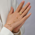 Women Ring Bracelet Set Solid Color Alloy Sturdy Heart Shape Ring Hand Chain Set Prom Jewelry. 