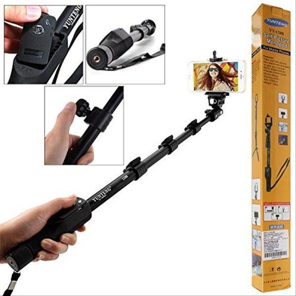 Yunteng YT 1288 Bluetooth Selfie Stick – Black, with Remote