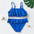 Girls Two-pieces Swimsuit Ruffle Style Girls Swimwear Hollow Kids 5-14years Girls Swimsuits 9031. 
