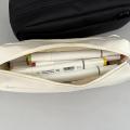 Zippered Pencil Case Kawaii Pencils Container Black Beige Stationery Bag for Classroom Office Use Organizer. 