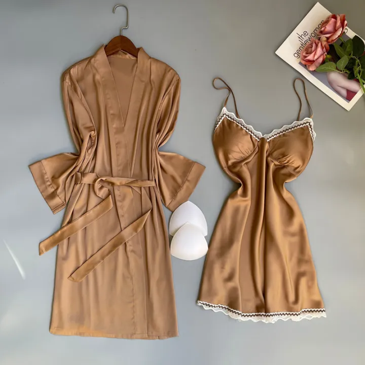 SYQ%20Solid%20Color%20Wavy%20Lace%20Sling%20Silk%20Nightgown%20Thin%20Fairy%20Two-Piece%20Nightgown%20Pad%20For%20Women%20-%20Image%206