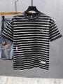 Striped Short-SleeveTT-shirt Men's2023Summer New High-End Men's Elbow-Sleeved Top T-shirt Fashion Tops Youth Men's Clothing. 