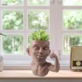 Pot Plants Human Funny Face Flower Pot Collection Art Decorative with Drain Hole Head Planter Resin Face Pots for Bookshelf Bar. 