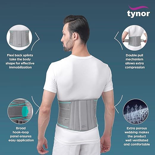 TYNOR Lumbo Sacral Belt, Grey, Medium, 1 Unit FROM INDIA (ABR)