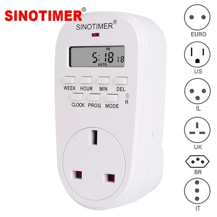 EU UK US BR Plug Digital Weekly Programmable Electrical Wall Plug-in Power Socket Timer Switch Outlet Time Clock 220V 110V AC