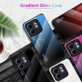 Quiberk for Infinix Smart 9 HD / Hot 50i Tempered Glass Hard Case Gradient Color Back + Soft Frame Shockproof Phone Cover. 