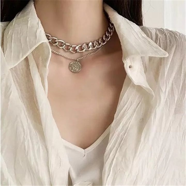 Enacolor%20Retro%20Hip%20Hop%20Queen%20Heart%20Portrait%20Double%20Layer%20Chain%20Necklace%20for%20%20Women%20%20Girls%20%20Choker%20-%20Image%205