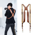 High Quality Leather Camera Accessories Dual Harness Two Cameras Shoulder Leather Strap Double Shoulder Straps Criss Cross Cameras. 