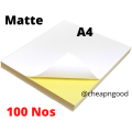 Sticker Paper Matte A4 Size 100 Sheets Blank Sticker Paper. 