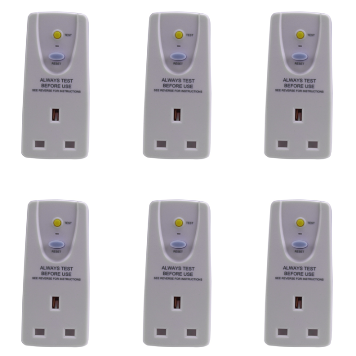 6X UK Plug 13A Gfci Leakage Protection Plug Rcd Socket Home Circuit Breaker Cutout Switch- UK Plug