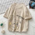 Linen Short SleeveTT-shirt Male and Female Couples Wear Overweight People plus Size Summer JapaneseinsWashed Cotton and Linen Ice Silk Loose T-shirt. 