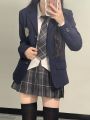 jk Uniform Suit Genuine Suit Jacket Women's College Style Cute Plaid Skirt Full Suit Spring and Autumn Three-Piece Women's Clothing. 