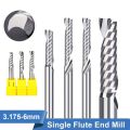New Single Flute Milling Cutter Tungsten Carbide 3.175/4/6mm Shank End Mill Spiral Endmill. 