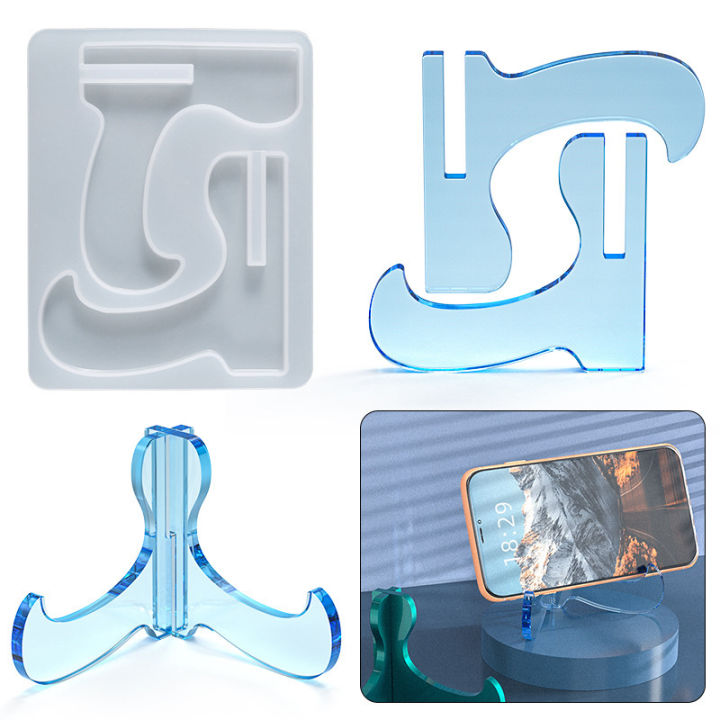 Diy Mobile Phone Holder Silicone Mold Desk Stand Crystal Epoxy Resin Mould Mobile Photo Frame Stand Handicraft Decoration