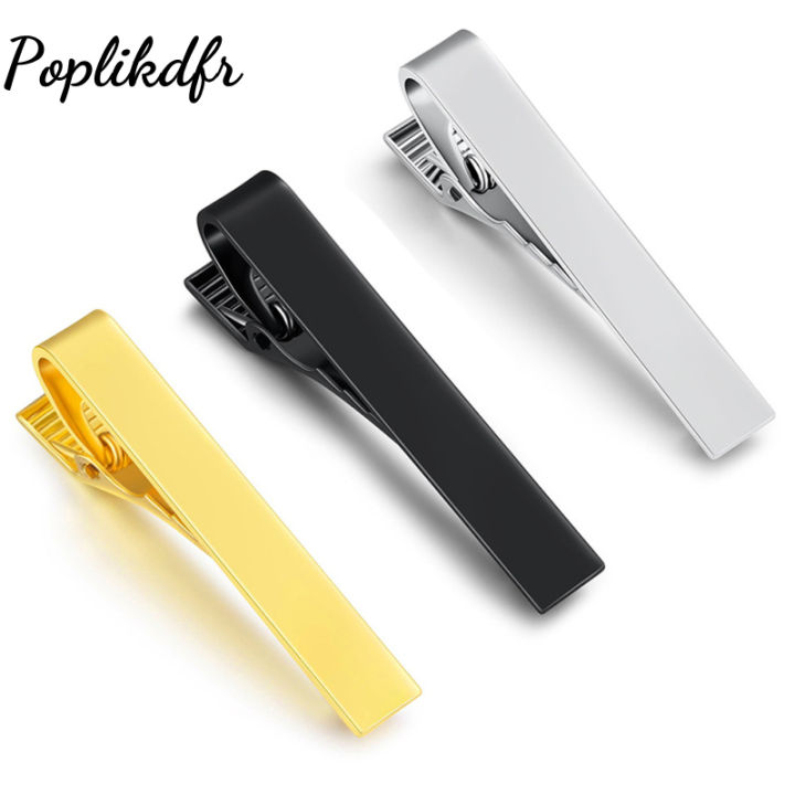 Poplikdfr Tie Clips For Men Luxury Simple Tie Bar Clip Solid Color Necktie For Wedding Anniversary Business Daily Life