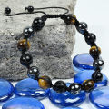Glossy Beads Bracelet Adjustable Lace-up Unisex Faux Tiger Eye Healing Bracelet Party Supplies. 