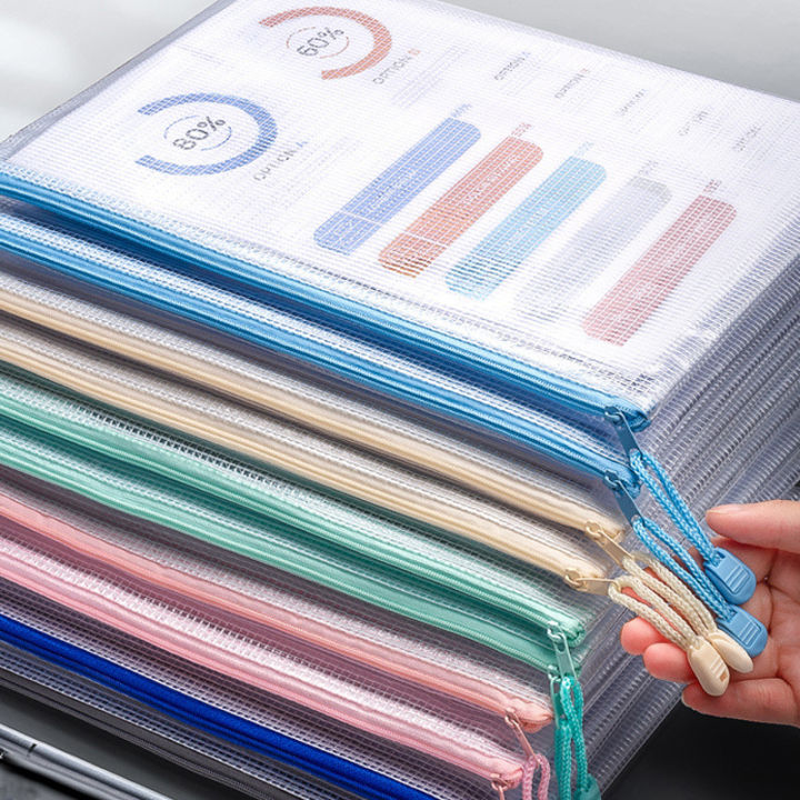 Zip Case Mesh Zipper Storage Bags Document Bag Waterproof Zip Pouch File Folders ...
