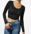 Women's Ribbed Long Sleeve Crop Top Comfortable Stretchy Knitwear for All Seasons. 