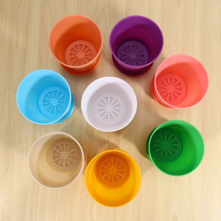8%20Pcs%204%20inch%20Small%20Plant%20Pots%20Colorful%20Plastic%20Flower%20Pots%20Indoor%20Plant%20Pots%20for%20Office%20House%20Desk%20with%20Pallet/Trays%20(Blue,purple,green,beige,white,pink,orange,apricot)%20-%20Image%203