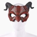 Halloween Masquerade RP Mask Scary Red Half Face Horn Devil Mask for Cosplay Costume. 