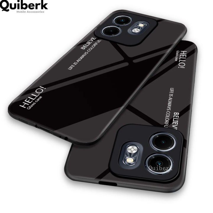 Quiberk for Infinix Smart 9 HD / Hot 50i Tempered Glass Hard Case Gradient Color Back + Soft Frame Shockproof Phone Cover