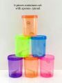 6 Pcs Container set with spoon 500ml Multi colour. 