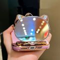 For Samsung Galaxy A05 A04 A04e Back Cover with Cute Cat Makeup Mirror Stand Bracket Luxury 6D Plating Shiny Bling Case Square Edge Soft Silicone Mobile Phone Cases Pouch Girls. 