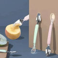 Baby Scraper Apple Puree Spoon Tableware Supplement Food Scraping Mud Double-Headed Stainless Steel Kids Fruit Puree Tools. 