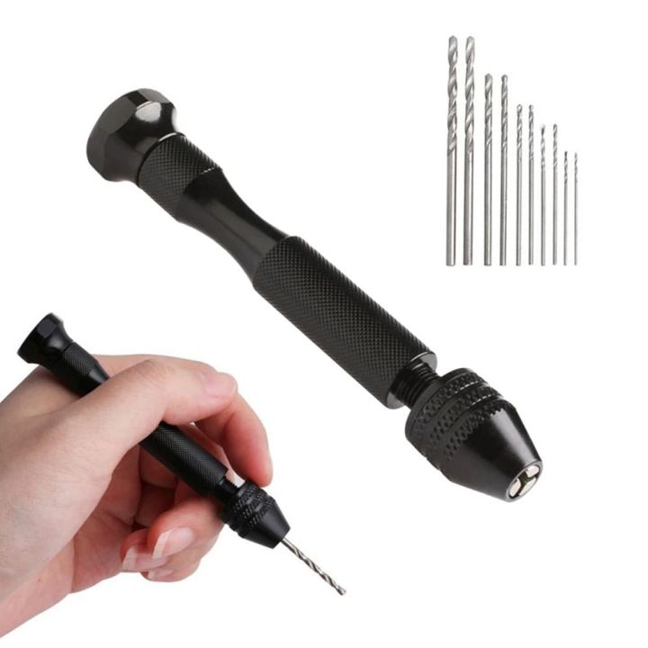 1set Mini Aluminum Hand Drill With Keyless Chuck Hss Steel Twist Drill ...