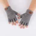 Knitted Fingerless Gloves Autumn Winter Men Thick Warm Windproof Gloves Daily Cycling Driving Elastic Gloves Fashion Simple Gift 1Pair. 