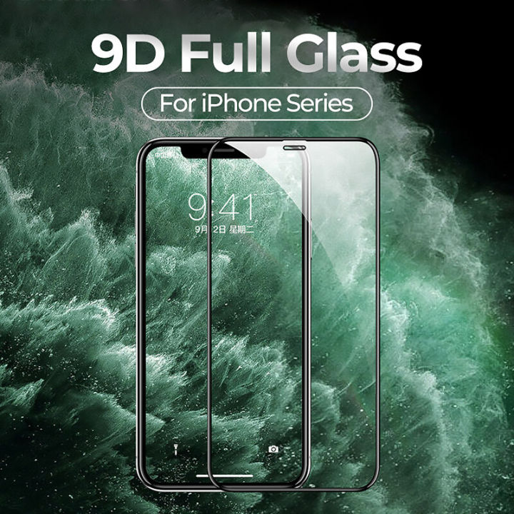 CrashStar FULL COVER 9D Tempered Glass Screen Protector For iPhone 14 13 12 11 Pro Max Mini X XR XS Max 10 8 7 6 6S Plus + SE 2020 Tempered Protective Film Screen Protection 【Ship by Box】