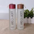 360ml Portable Frosted Glass Water Bottle Drink Bottle Water Container Contracted Smile Bottle-Cup Cups Cover Included. 